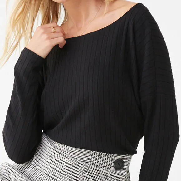 Brushed Ribbed Drop-Shoulder Top - Picture 4 of 4